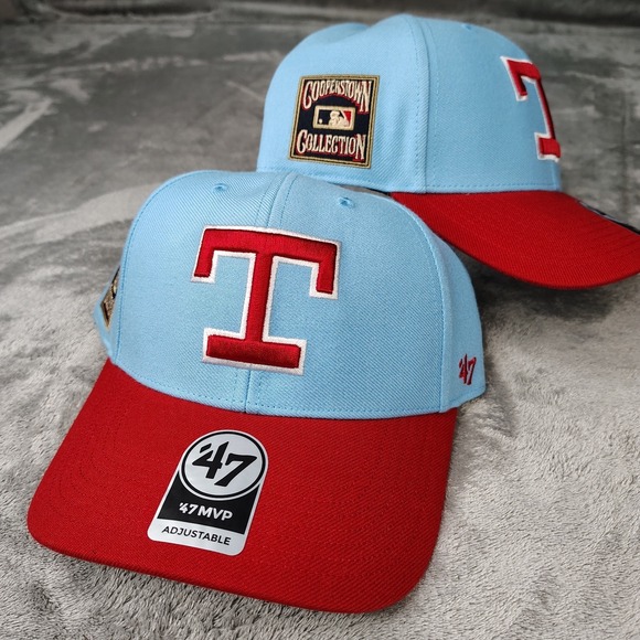47 Other - '47 Brand Texas Rangers Cooperstown Blue Red‎ One Size Snapback Baseball Cap Hat